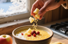 一碗粥里的养生加法：小米配苹果，冬季脾胃的温柔守护