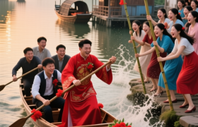 斗门“水上婚嫁”：这场婚礼，新郎先要“过五关”