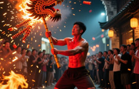 英德“舞火麒麟”：勇士“烫”头，烧出一年好运！