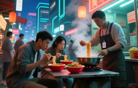 白莲街道：火箭发射架旁的螺蛳粉摊