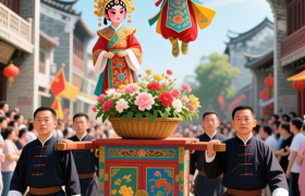 中山“飘色”：3岁小孩“悬浮”半空，秘密在裤腿里！