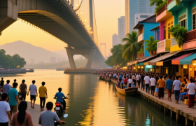东兴“界河街”：一脚油门，两国风景