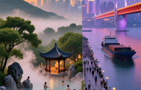 春城：左手“温泉氤氲”，右手“漠江奔流”