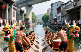 沙头“水陆奇兵”：一边龙舟竞渡，一边高铁穿楼