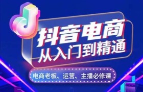 抖音电商从入门到精通，​从账号、流量、人货场、主播、店铺五个方面，全面解析抖音电商核心逻辑