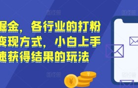 流量掘金，各行业的打粉以及变现方式，小白上手快速获得结果的玩法