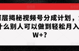 深层揭秘视频号分成计划，为什么别人可以做到轻松月入1W+?