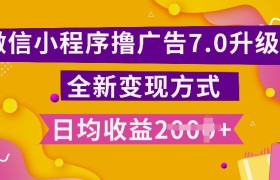 小程序挂JI最新7.0玩法，全新升级玩法，日均多张，小白可做