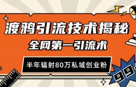 渡鸦引流技术，全网第一引流术，半年辐射80万私域创业粉