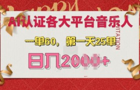 AI音乐申请各大平台音乐人，最详细的教材，一单60.第一天25单，日入多张