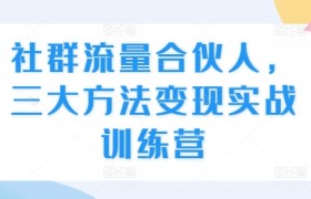 社群流量合伙人，三大方法变现实战训练营