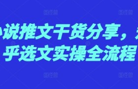 小说推文干货分享，知乎选文实操全流程