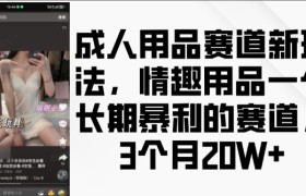 成人用品赛道新玩法，情趣用品一个长期暴利的赛道，3个月收益20个