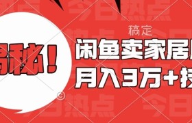 闲鱼卖家居用品月入过W+最新技巧闲鱼最新零基础教学，新手当天上手