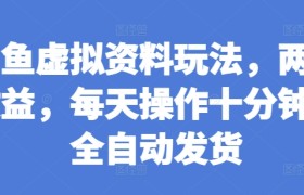 闲鱼虚拟资料玩法，两份收益，每天操作十分钟，全自动发货