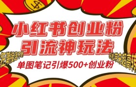 小红书创业粉引流神玩法，单图笔记引爆500+精准创业粉丝，私信狂潮接连不断