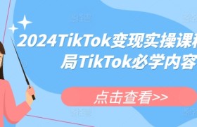 2024TikTok变现实操课程，入局TikTok必学内容