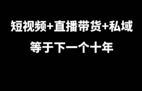 短视频+直播带货+私域等于下一个十年，大佬7年实战经验总结