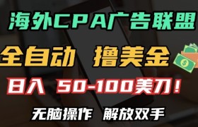 海外CPA全自动撸美金, 日入100+美刀，无脑操作，解放双手