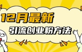 12月最新引流创业粉方法，方法非常简单，适用于多平台