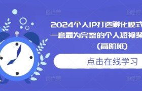 2024个人IP打造孵化模式流程课，一套最为完整的个人短视频落地课程(高阶班)