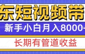 京东短视频带货新玩法，长期管道收益，新手也能月入8000+