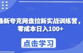 最新夸克网盘拉新实战训练营，零成本日入100+