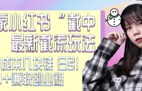 最新小红书截流玩法 独家截中截 单号成本几块钱 日引500+CY粉JZ粉