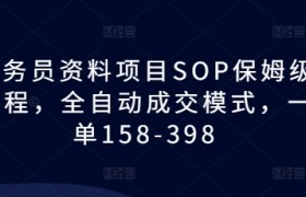 教务员资料项目SOP保姆级教程，全自动成交模式，一单158-398