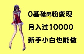0基础男粉s粉变现，月入过1w+，操作简单，新手小白也能做