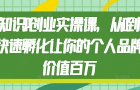 知识IP创业实操课，从0到1快速孵化让你的个人品牌价值百万