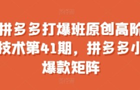 拼多多打爆班原创高阶技术第41期，拼多多小爆款矩阵