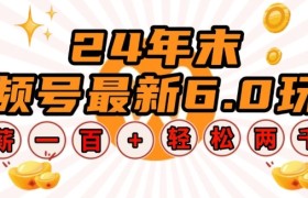 24年末视频号最新6.0玩法，单设备时薪100+，无脑批量放大，轻松日入多张