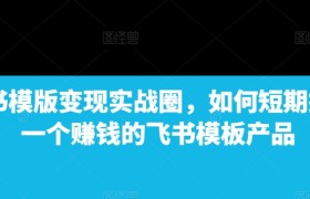飞书模版变现实战圈，如何短期搭建一个赚钱的飞书模板产品