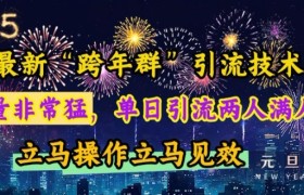 最新“跨年群”引流，流量非常猛，单日引流两人满人群，立马操作立马见效
