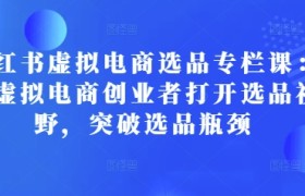 小红书虚拟电商选品专栏课：助虚拟电商创业者打开选品视野，突破选品瓶颈