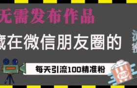 藏在微信朋友圈的流量密码，无需发布作品，单日引流100+精准创业粉