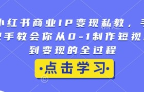 小红书商业IP变现私教，手把手教会你从0-1制作短视频到变现的全过程
