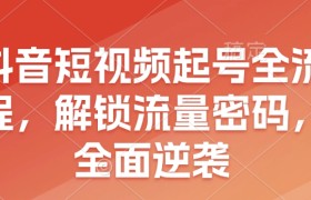 抖音短视频起号全流程，解锁流量密码，全面逆袭