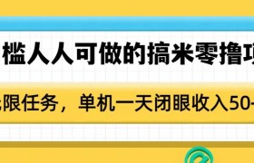 0门槛人人可做的搞米零撸项目，无限任务，单机一天闭眼收入50+