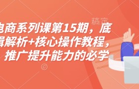 淘宝电商系列课第15期，底层逻辑解析+核心操作教程，运营、推广提升能力的必学课程+配套资料