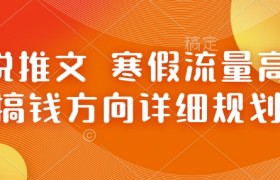小说推文 寒假流量高峰 搞钱方向详细规划
