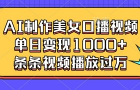 AI制作美女口播视频，单日变现多张，条条视频播放过万
