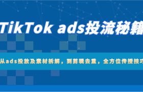 TikTok ads投流秘籍：从ads投放及素材拆解，到剪辑去重，全方位传授技巧
