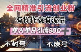 全网独家引流创业粉，有操作就有流量，单人单日引流500+，不封号、不费号