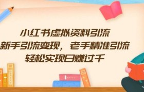 小红书虚拟资料引流，新手引流变现，老手精准引流，轻松实现日赚过千