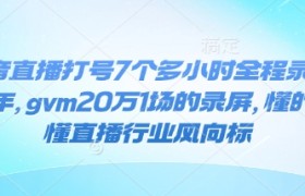 抖音直播打号7个多小时全程录屏24年，gvm20万1场的录屏，懂的都懂直播行业风向标