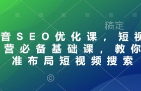 抖音SEO优化课，短视频运营必备基础课，教你精准布局短视频搜索