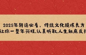 2025年转运必看，传统文化提炼良方,让你一整年兴旺,认真听取,人生触底反弹