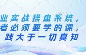 创业实战操盘系统，创业者必须要学的课，实践大于一切真知